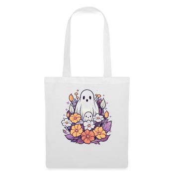 Halloween groovy Mama Geist Hippie Blumen Vintage - Stoffbeutel - Weiß - Vorne