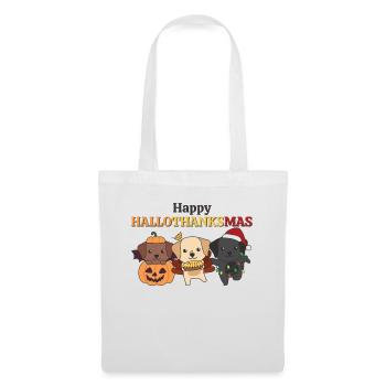 Happy Hallothanksmas Labrador Weihnachts Hunde - Stoffbeutel - Weiß - Vorne