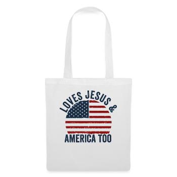 Loves Jesus and America Too God Christian - Tote Bag - white - Front