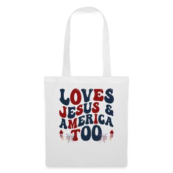 Loves Jesus and America Too God Christian - Tote Bag - white - Front