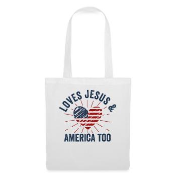 Loves Jesus and America Too God Christian - Tote Bag - white - Front