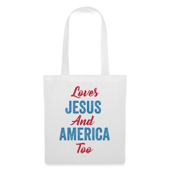 Loves Jesus and America Too God Christian - Tote Bag - white - Front