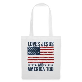 Loves Jesus and America Too God Christian - Tote Bag - white - Front