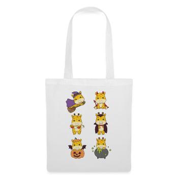 Giraffe Halloween Teufel Kürbis Vampier Kostüm - Stoffbeutel - Weiß - Vorne