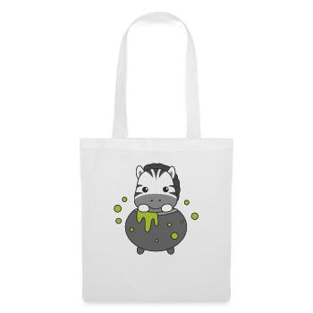 Zebra Happy Halloween Witch's Cauldron Bat - Tote Bag - white - Front