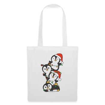Pingouin Arbre de Noël Animaux de Noël Pingouins - Sac en tissu - blanc - Devant