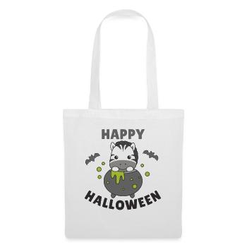 Zebra Happy Halloween Witch's Cauldron Bat - Tote Bag - white - Front
