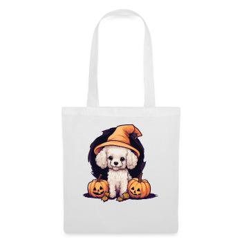 Halloween Witch Hat Pumpkin Dog Poodle - Sac en tissu - blanc - Devant
