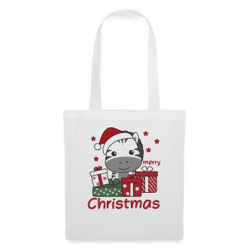 Zebra Weihnachten Geschenk Winter Tiere Zebra - Stoffbeutel - Weiß - Vorne