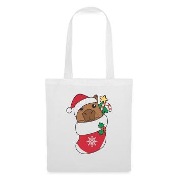 Capybara Weihnachten Schnee Winter Tiere Capybara - Stoffbeutel - Weiß - Vorne