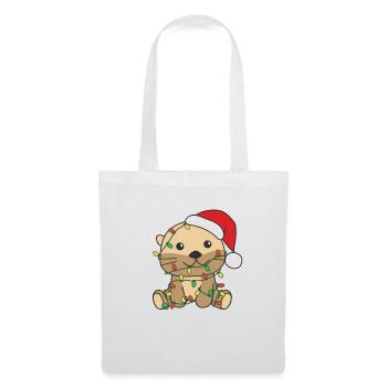 Loutres Noël Hiver Animaux Loutres - Sac en tissu - blanc - Devant