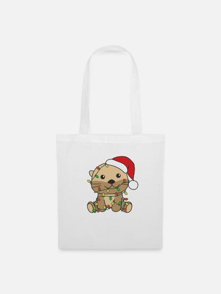 Otter Weihnachten Winter Tiere Otter - Stoffbeutel - Weiß