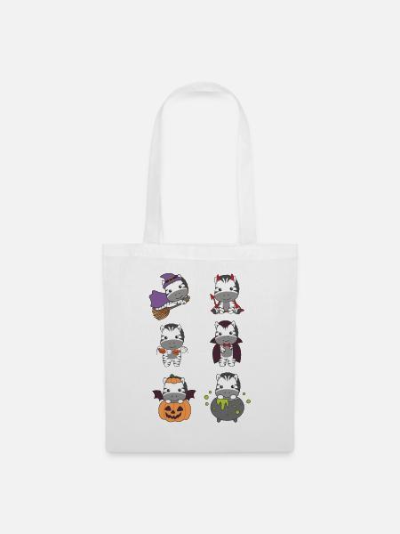 Zebra Halloween Devil Pumpkin Vampire Costume - Tote Bag - white