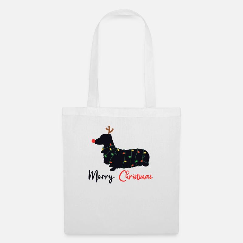 Dackel Weihnachten Winter Tiere Hunde - Stoffbeutel - Weiß