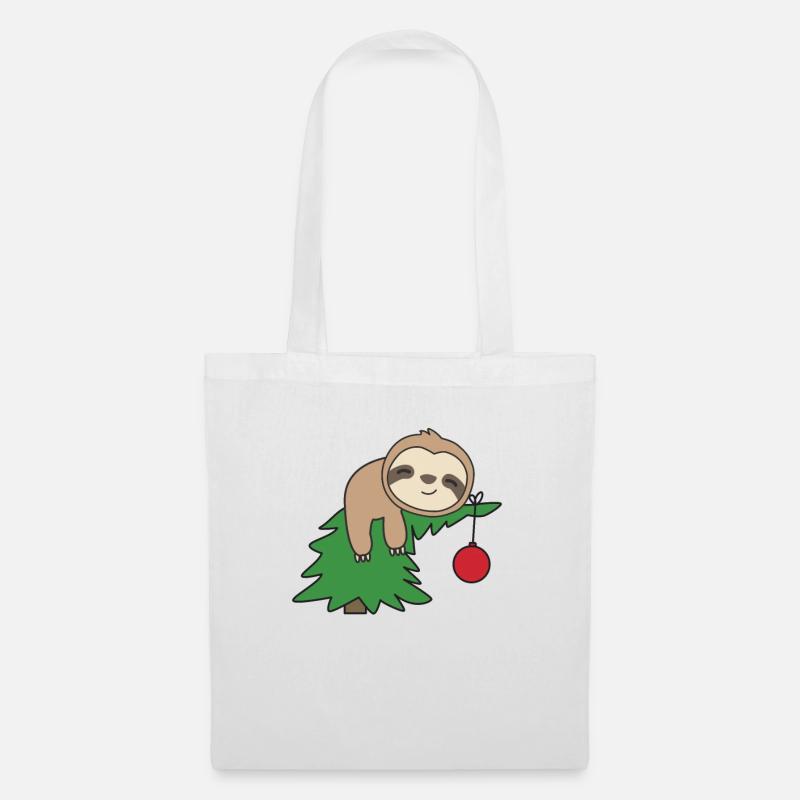 Merry Slothmas lustiges Faultier Weihnachtsbaum - Stoffbeutel - Weiß