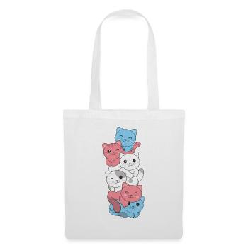 Chat drapeau transgenre Pride LGBTQ mignon chat - Sac en tissu - blanc - Devant