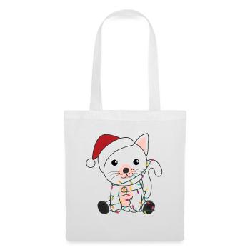 Katze Weihnachten Schnee Winter Tiere Katzen - Stoffbeutel - Weiß - Vorne