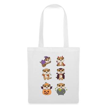 Erdmännchen Halloween Teufel Kürbis Vampier Kostüm - Stoffbeutel - Weiß - Vorne