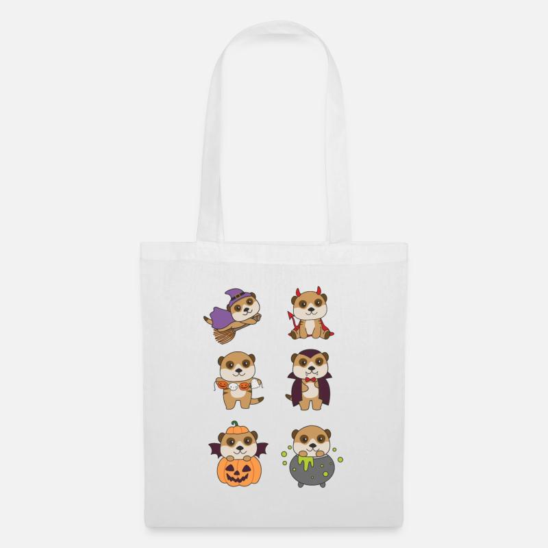 Erdmännchen Halloween Teufel Kürbis Vampier Kostüm - Stoffbeutel - Weiß