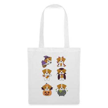 Jack Russell Halloween Teufel Kürbis Vampier - Stoffbeutel - Weiß - Vorne