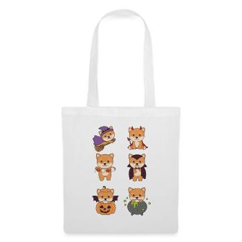 Shiba Inu Halloween Teufel Kürbis Vampier Kostüm - Stoffbeutel - Weiß - Vorne