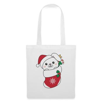 Lapin Noël Neige Hiver Animaux Bunny - Sac en tissu - blanc - Devant