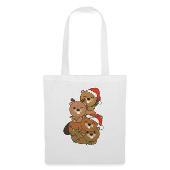 Beaver Christmas Tree Christmas Animals Beaver - Tote Bag - white - Front