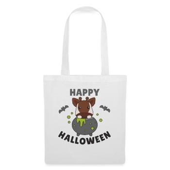 Okapi Happy Halloween Hexenkessel Fledermaus - Stoffbeutel - Weiß - Vorne