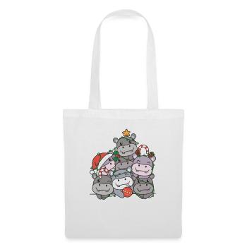 Hippo Arbre de Noël Drôle Animal Noël - Sac en tissu - blanc - Devant