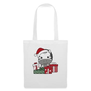 Zebra Weihnachten Geschenk Winter Tiere Zebra - Stoffbeutel - Weiß - Vorne