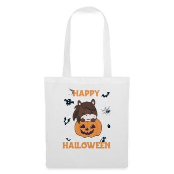 Cheval à la citrouille Chevaux mignons Joyeux Halloween - Sac en tissu - blanc - Devant