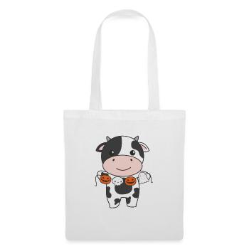 Vache Joyeux Halloween Citrouille Costume de fantôme - Sac en tissu - blanc - Devant