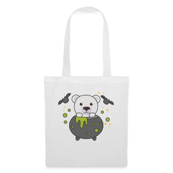 Ours polaire Joyeuse chauve-souris chaudron d’Halloween - Sac en tissu - blanc - Devant