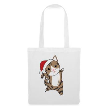 Katze Weihnachten Schnee Winter Tiere Katzen - Stoffbeutel - Weiß - Vorne