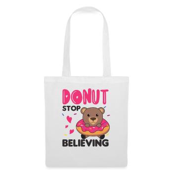 Süßer Bär lustige Tiere in Donut pink - Stoffbeutel - Weiß - Vorne