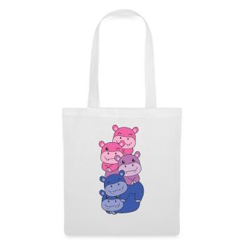 Bisexuell Flag Pride LGBTQ süßer Hippo - Stoffbeutel - Weiß - Vorne