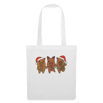 Capybara Weihnachten Winter Tiere Capybara - Stoffbeutel - Weiß - Vorne