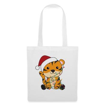 Tigre, Noël, Neige, Hiver, Animaux, Tigre - Sac en tissu - blanc - Devant