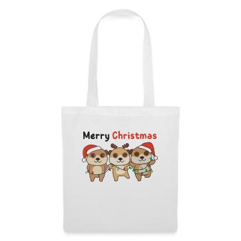 Suricate Noël Animaux d’hiver Suricate - Sac en tissu - blanc - Devant