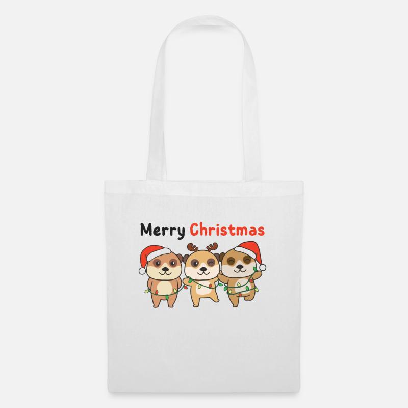 Suricate Noël Animaux d’hiver Suricate - Sac en tissu - blanc
