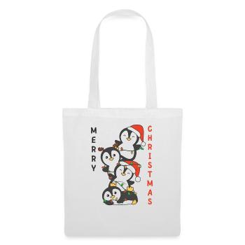 Pingouin, Arbre De Noël, Animaux De Noël, Pingouins - Sac en tissu - blanc - Devant