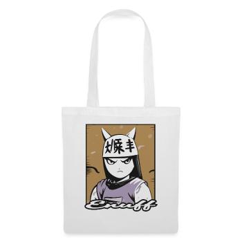 Dessin animé Anime Manga Samouraï Chats Fille - Sac en tissu - blanc - Devant