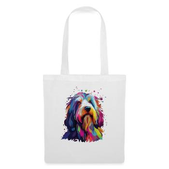 Aquarelle coloré Bearded Collie - Sac en tissu - blanc - Devant