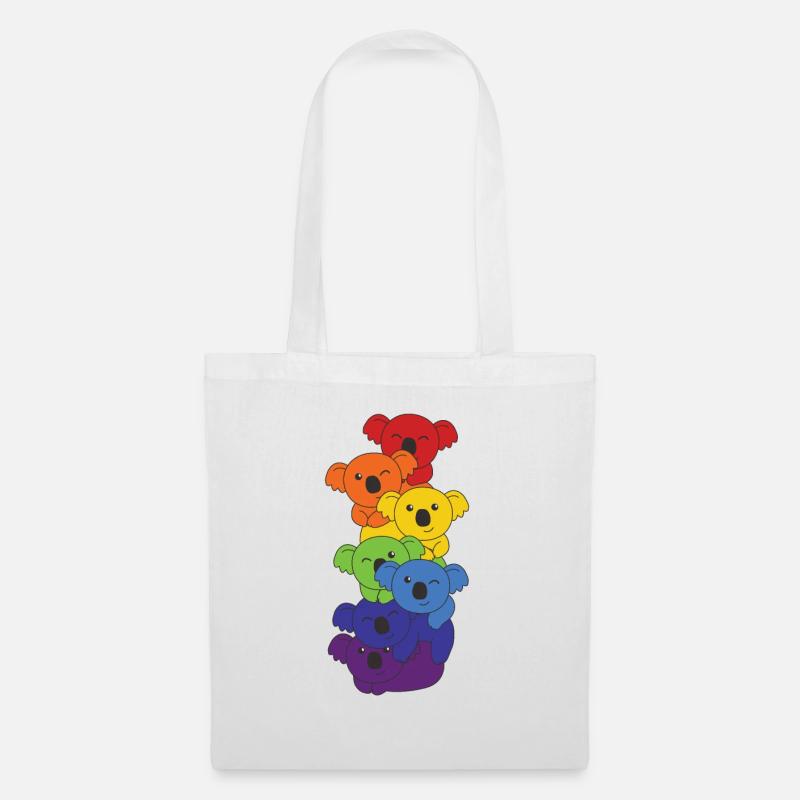 Regenbogen Koala süße bunte Koala für Kinder - Stoffbeutel - Weiß
