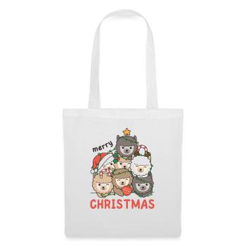 Sapin de Noël en alpaga Joyeux Noël - Sac en tissu - blanc - Devant