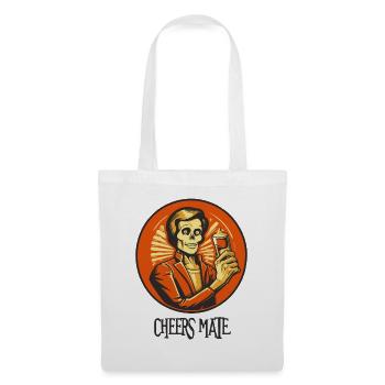 Skeleton ghost with a glass, cheers buddy - Tote Bag - white - Front