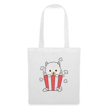 Alpaga Popcorn Time Drôles D’animaux Dans La Restauration Rapide - Sac en tissu - blanc - Devant