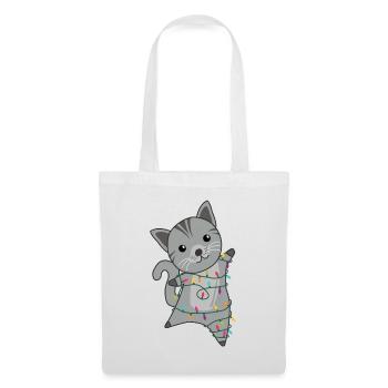 Katze Weihnachten Schnee Winter Tiere Katzen - Stoffbeutel - Weiß - Vorne
