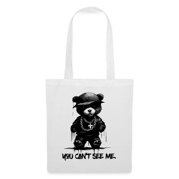 Tu ne peux pas me voir : Drôle d’ours hip-hop - Sac en tissu - blanc - Devant