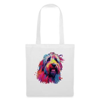 Aquarelle coloré Bearded Collie - Sac en tissu - blanc - Devant